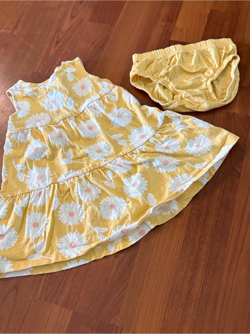 Carter's Yellow Floral Tiered Infant Dress with Bloomers 12 month